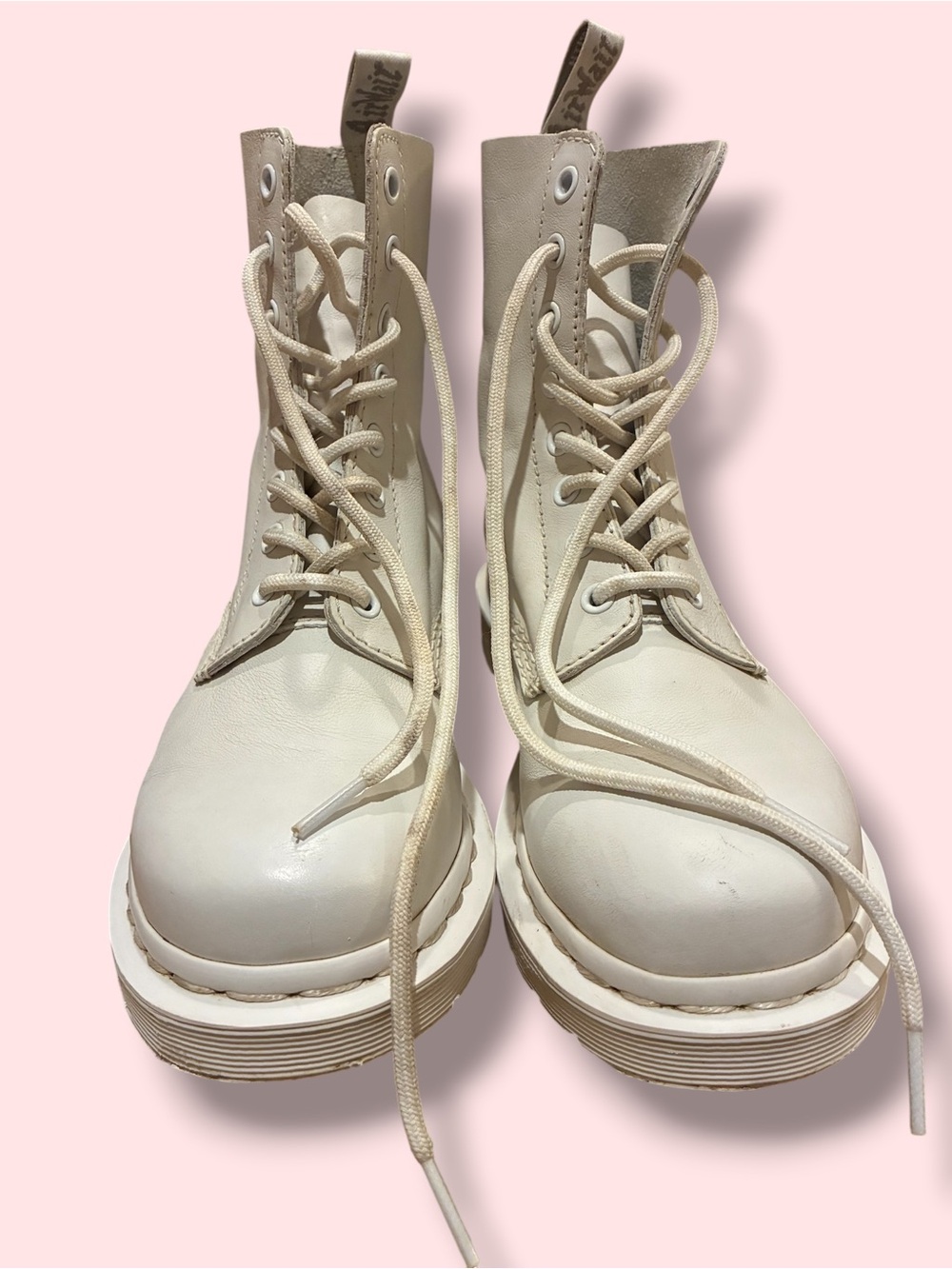 Dr Martens 1460 Pascal Mono white leather 8 grommet white combat boots Sz8/EU39